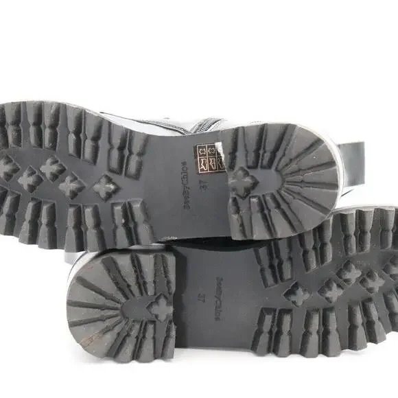 See by Chloe Women Size 37 Black Mallory Combat Ankle Boot Leather Biker $890 - Picture 9 of 13